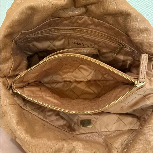 Chanel Soft Quilted Leather Tote – Camel with Gold Hardware - Picture 12 of 13